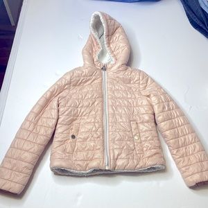 MICHAEL Michael Kors Kids Winter Puffer Jacket, Light Pink/White, Girls Size 7/8